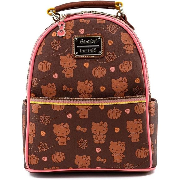 Womens Convertible Mini Hello Kitty Pumpkin Spice Backpack Purse